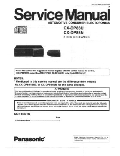 Panasonic CX-DP88 PANASONIC CX-DP88 CD Changer